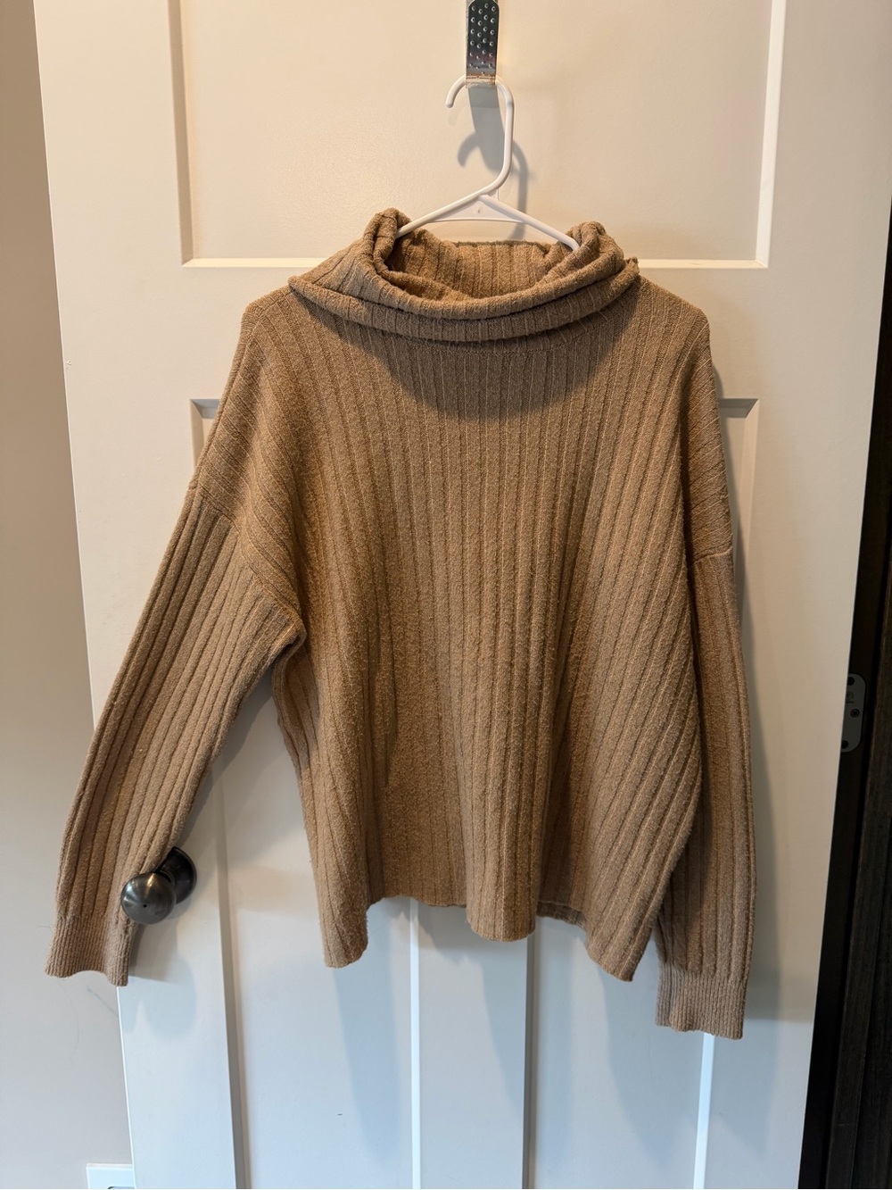 Staccato Ribbed Cowl Neck Sweater - Camel